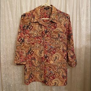 Notations Paisley Tunic-length Blouse Sz M